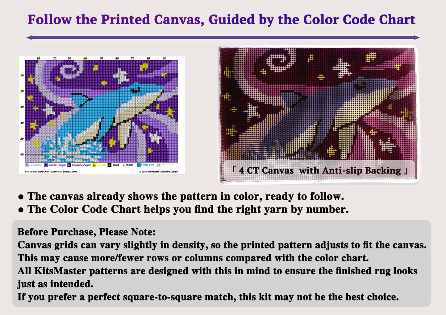Whale's Dream–Real Finished Rug -Latch Hook Kits | Finished Rug Size 23.6 X 15.8 Inches/ 40X60 cm