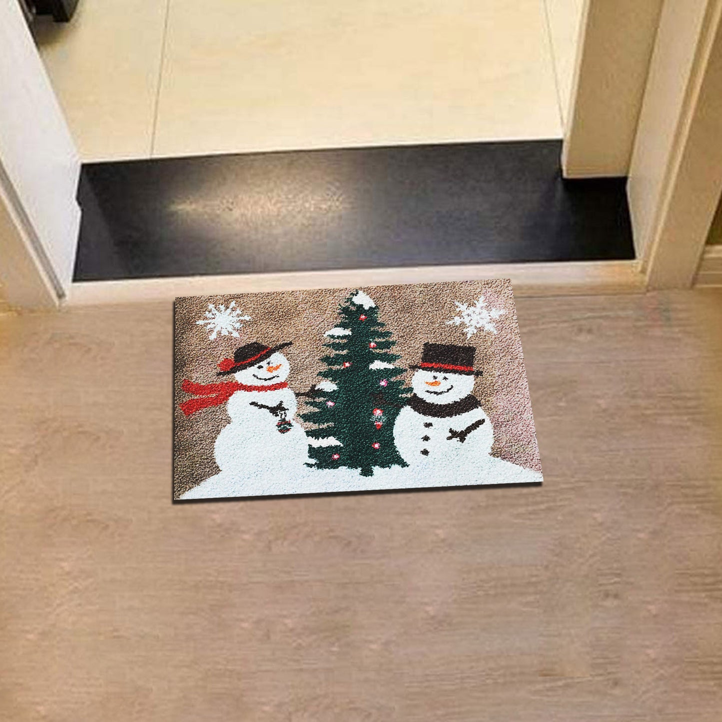 Snowman and Christmas Tree Latch Hook Rug Kits for XMAS gift, Home Decoration, Size 23.6''X15.8''/60x40 cm