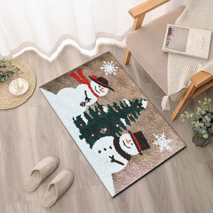 Snowman and Christmas Tree Latch Hook Rug Kits for XMAS gift, Home Decoration, Size 23.6''X15.8''/60x40 cm