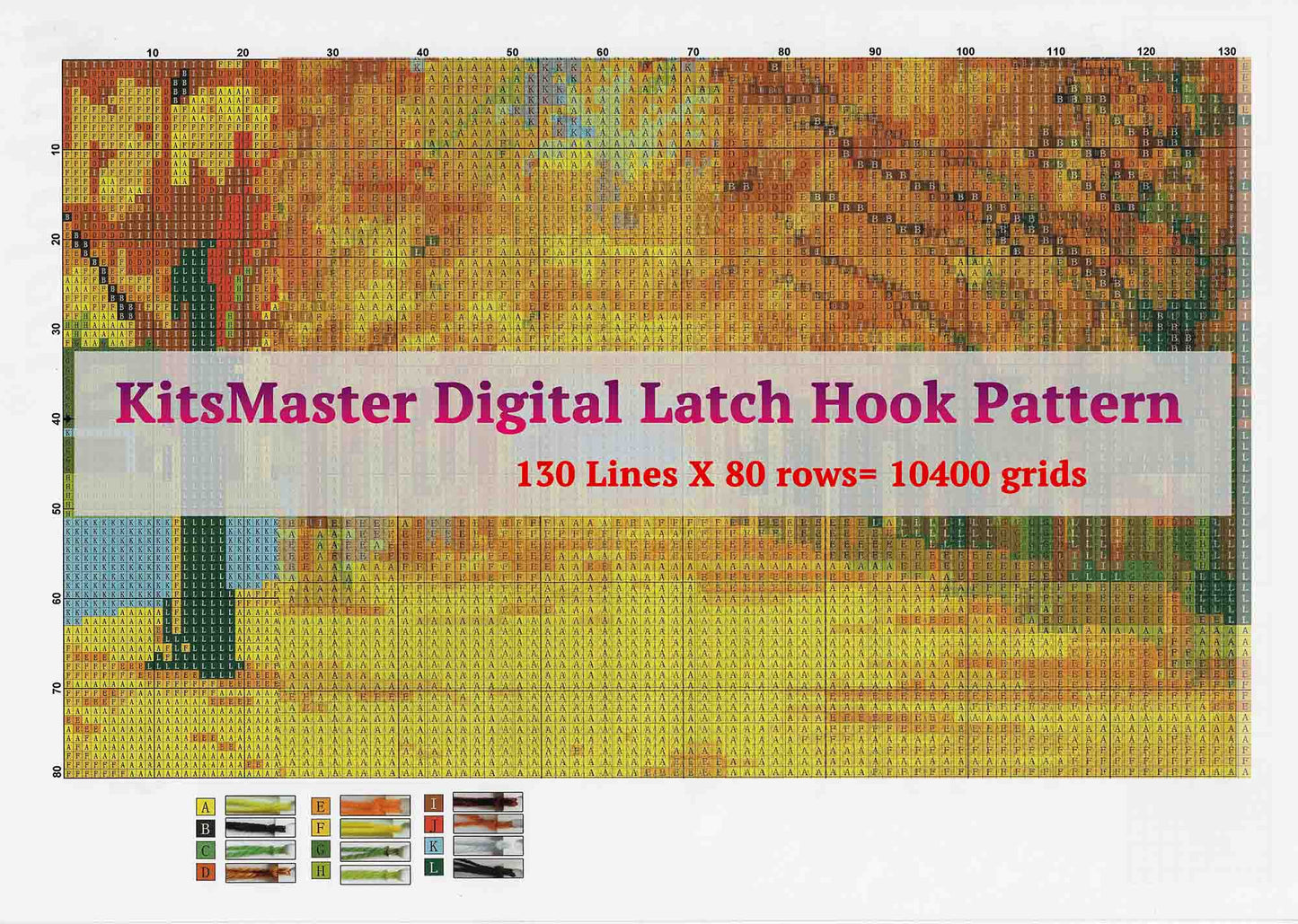 Autumn Forest Latch Hook Kits, All-In-One Latch Hook Kits for Adults, Includes Pre-Printed Canvas, Pre-Cut Yarns, Tool, Number Chart (Size 32X20 Inches)
