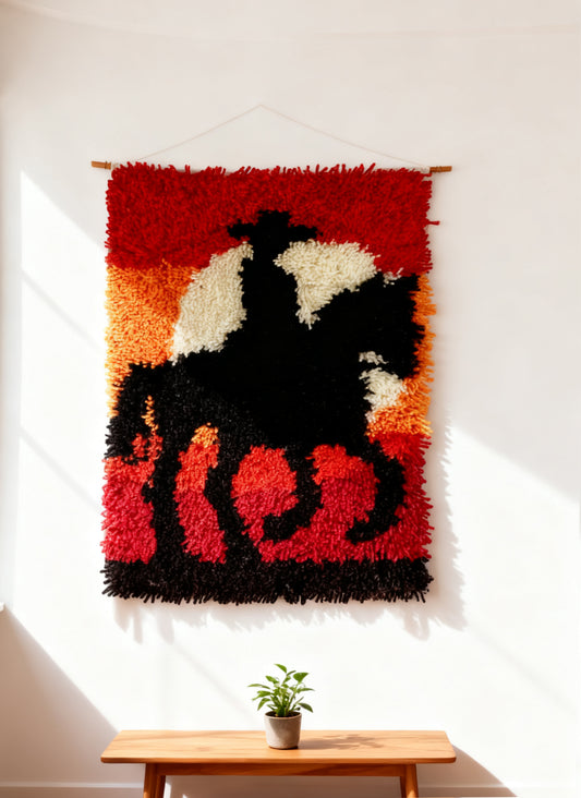 Latch Hook Kits Crafts for Adults Women– Intermediate DIY Rug Making Kit with Pre-Printed Canvas, Yarn & Tool, Heart-Shaped Tree Wall Décor, Handmade Rug Craft 23.6''x15.8'' (Sunset Rider)