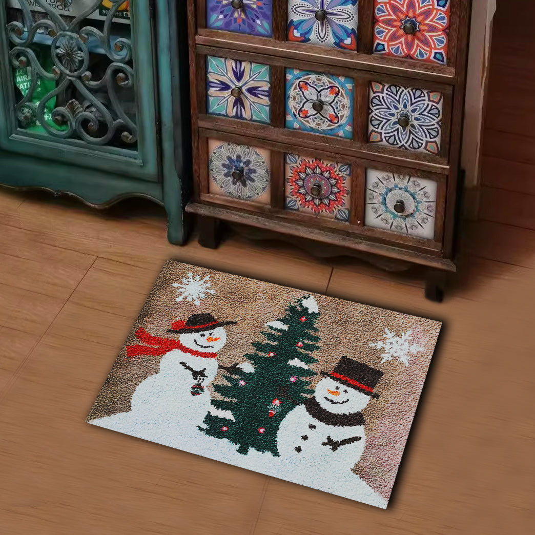 Snowman and Christmas Tree Latch Hook Rug Kits for XMAS gift, Home Decoration, Size 23.6''X15.8''/60x40 cm