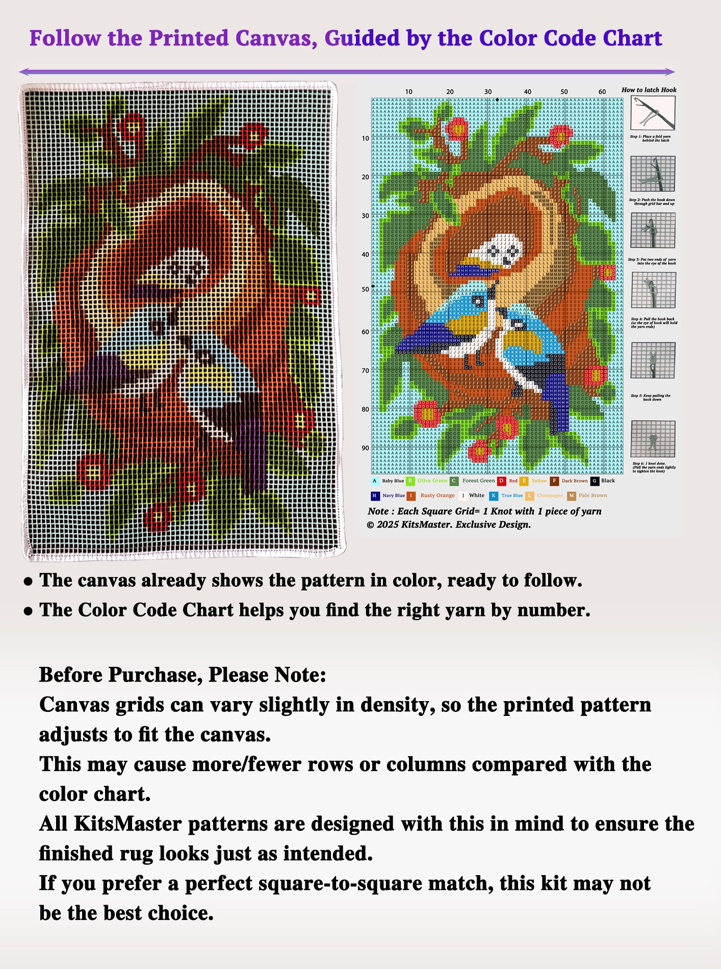 Heartwarming Bluebird & Baby Family Latch Hook Rug Kit, DIY Yarn Hooking Kit, Cozy Home Décor Craft Gift