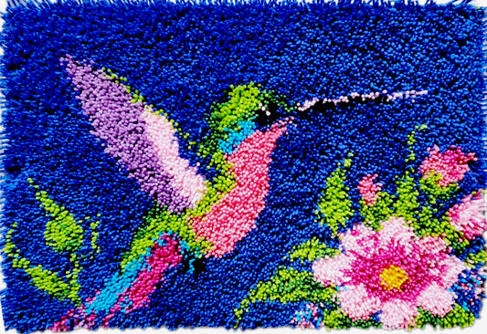 HummingBird Latch Hook Kits for Adults & Beginners-Real Finished Rug Photo-Complete DIY Craft Kit, Includes Pre-Printed Canvas, Pre-Cut Yarns, Tool, Number Chart (Size 23.6" X 15.8")