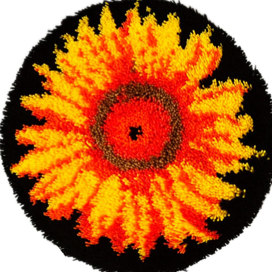 Sunflower  Latch Hook Kits for Adults & Beginners-Real Finished Rug Photo-Complete DIY Craft Kit, Includes Pre-Printed Canvas, Pre-Cut Yarns, Tool, Number Chart (Size 20" X20")