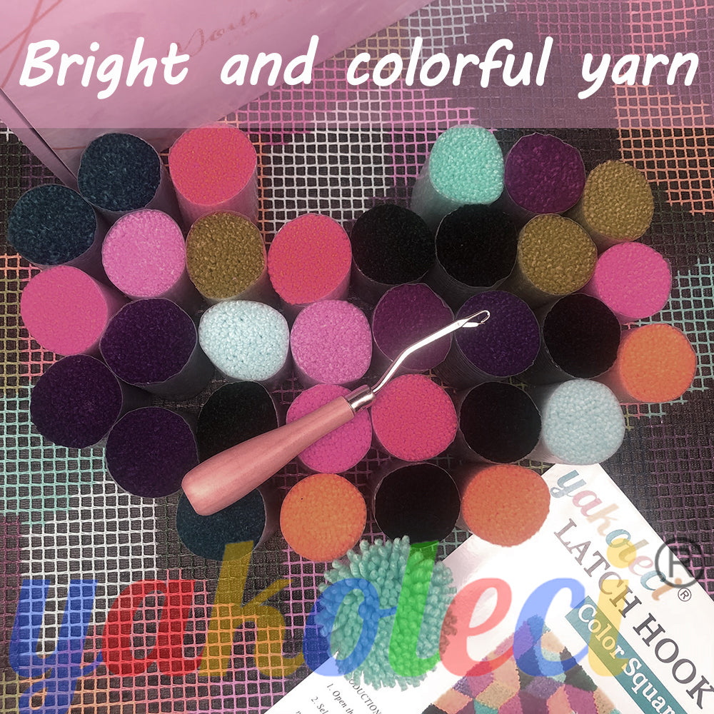 Floral Latch Hook Kits For Adult&Beginners, Complete Craft Kits For Crafters, size 23.6''x15.8''