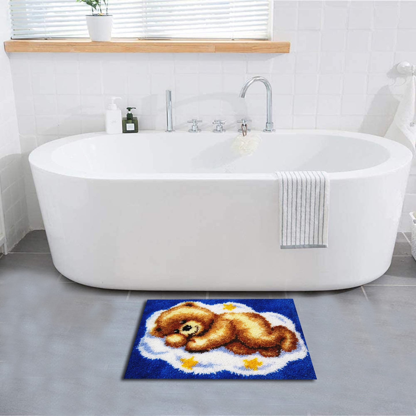yakoleci bear latch hook kit,rug size 50x40cm/19.6x15.7in