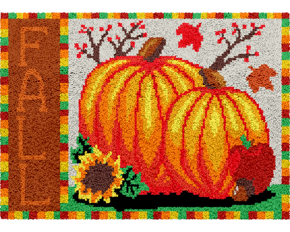 Pumpkin latch hook kit, size 23.6''X15.8''/60X40cm