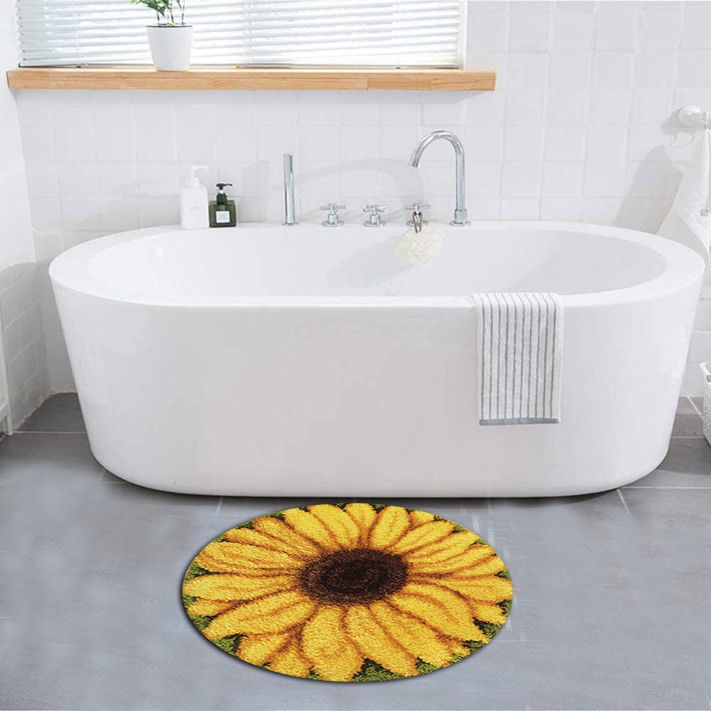 Sunflower latch hook kits, size 20x20in/50x50cm