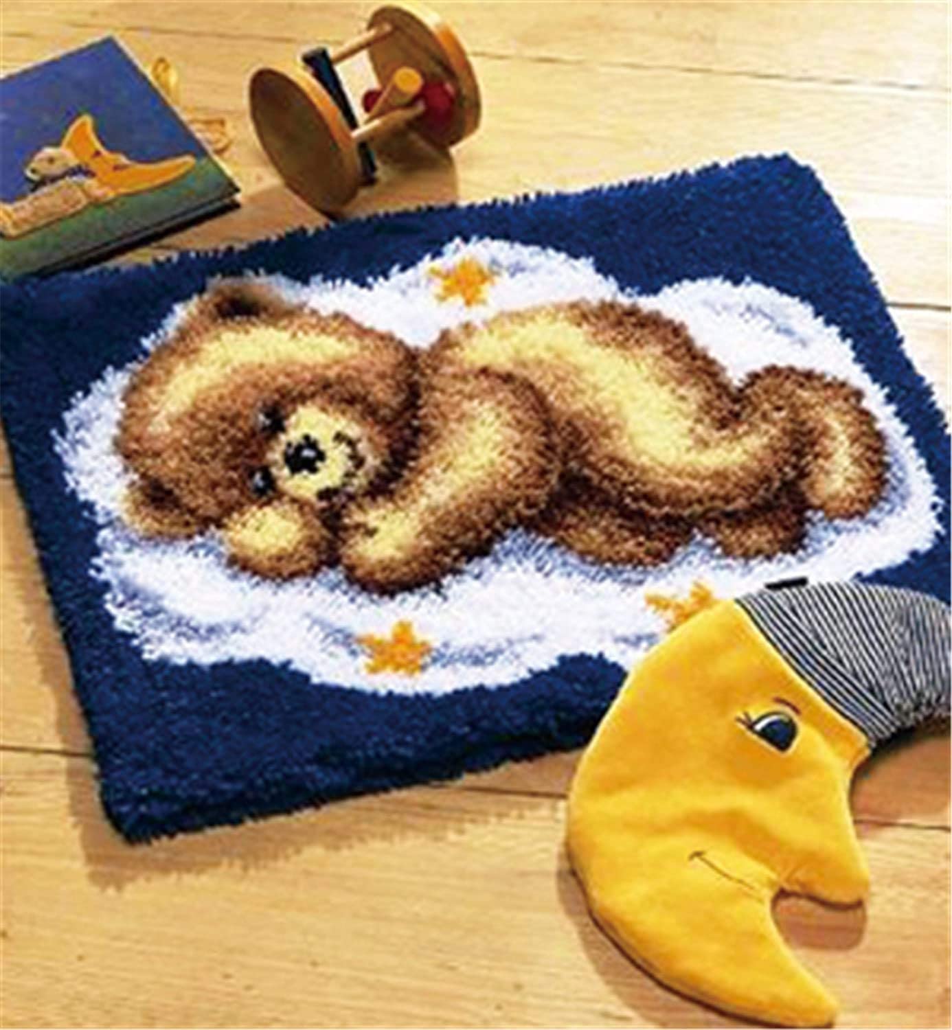 yakoleci bear latch hook kit,rug size 50x40cm/19.6x15.7in