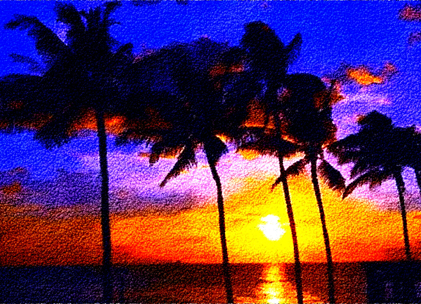Hawaii Evening Landscape Latch Hook Rug Kits for Adults, Rug Size 60X40cm/23.6''X15.8''