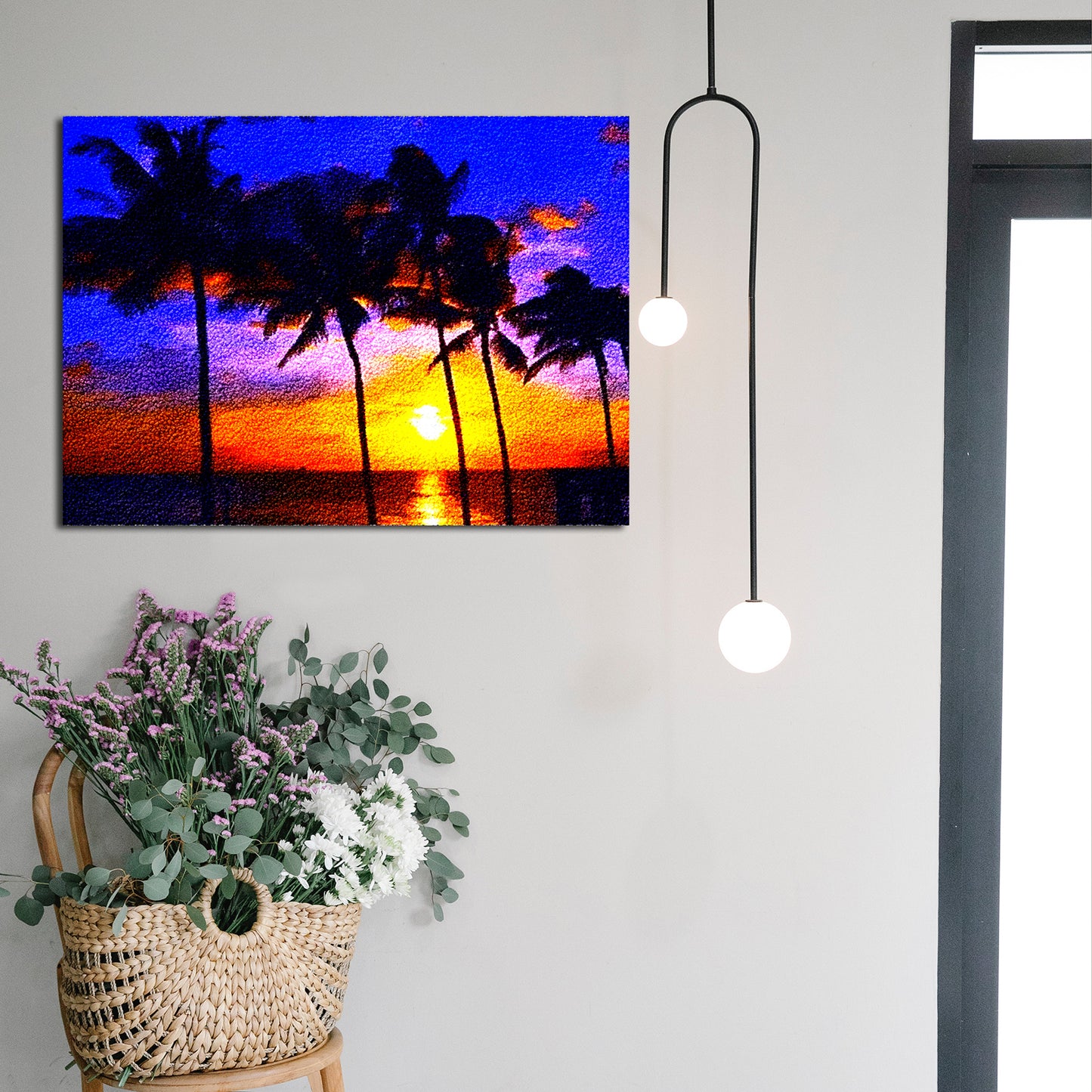 Hawaii Evening Landscape Latch Hook Rug Kits for Adults, Rug Size 60X40cm/23.6''X15.8''