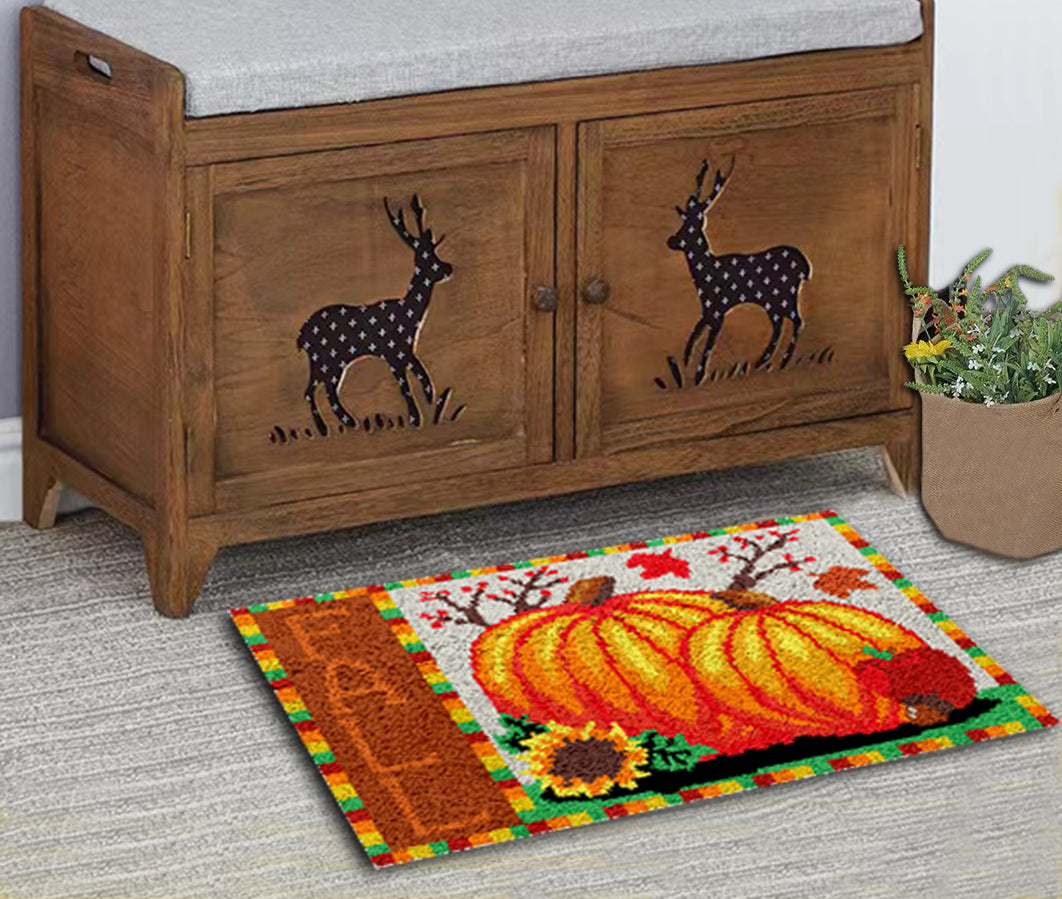 Pumpkin latch hook kit, Size 60X40cm/23.6''X15.8''