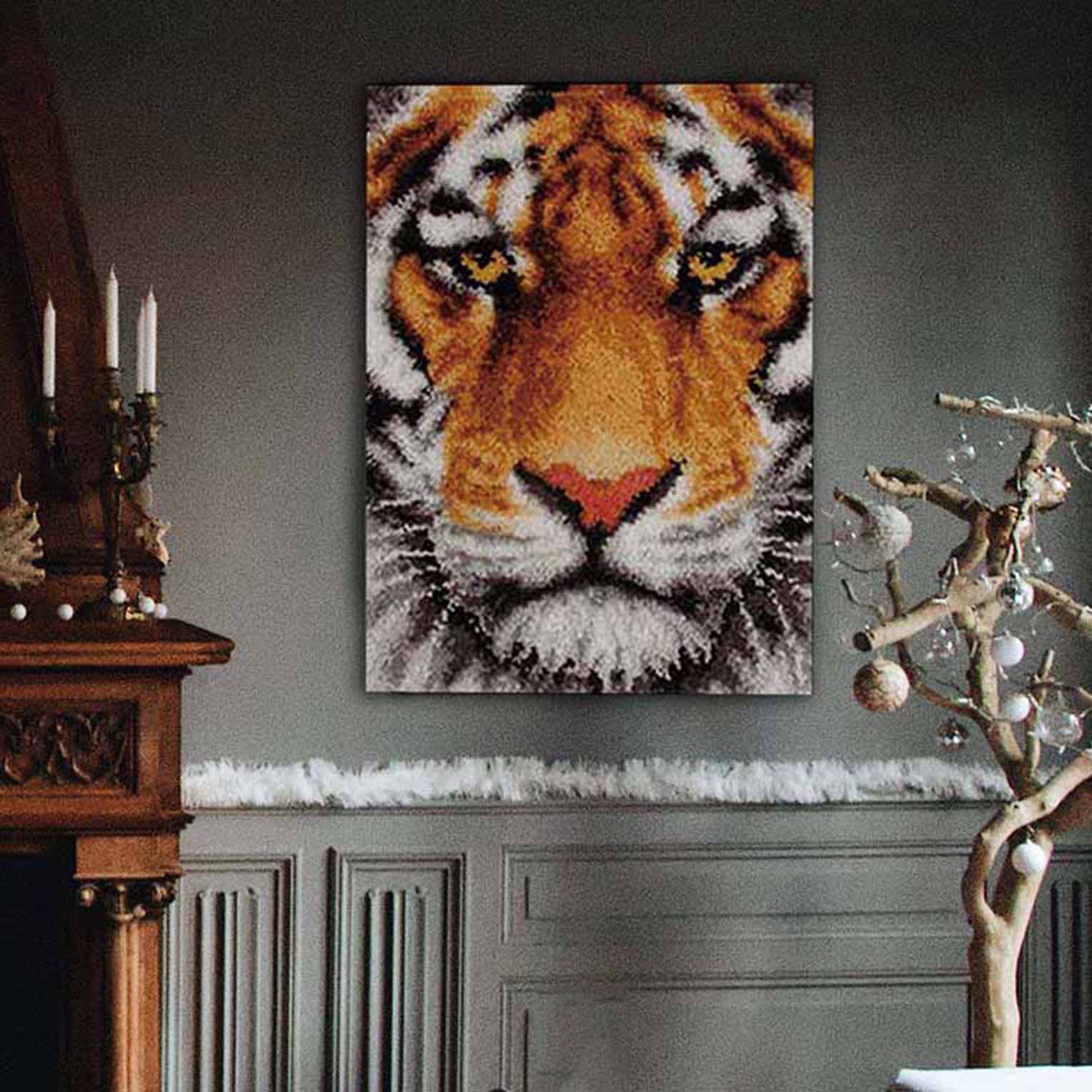 Tiger latch hook kits for adults, size 27.5x21.6 in/70x55cm