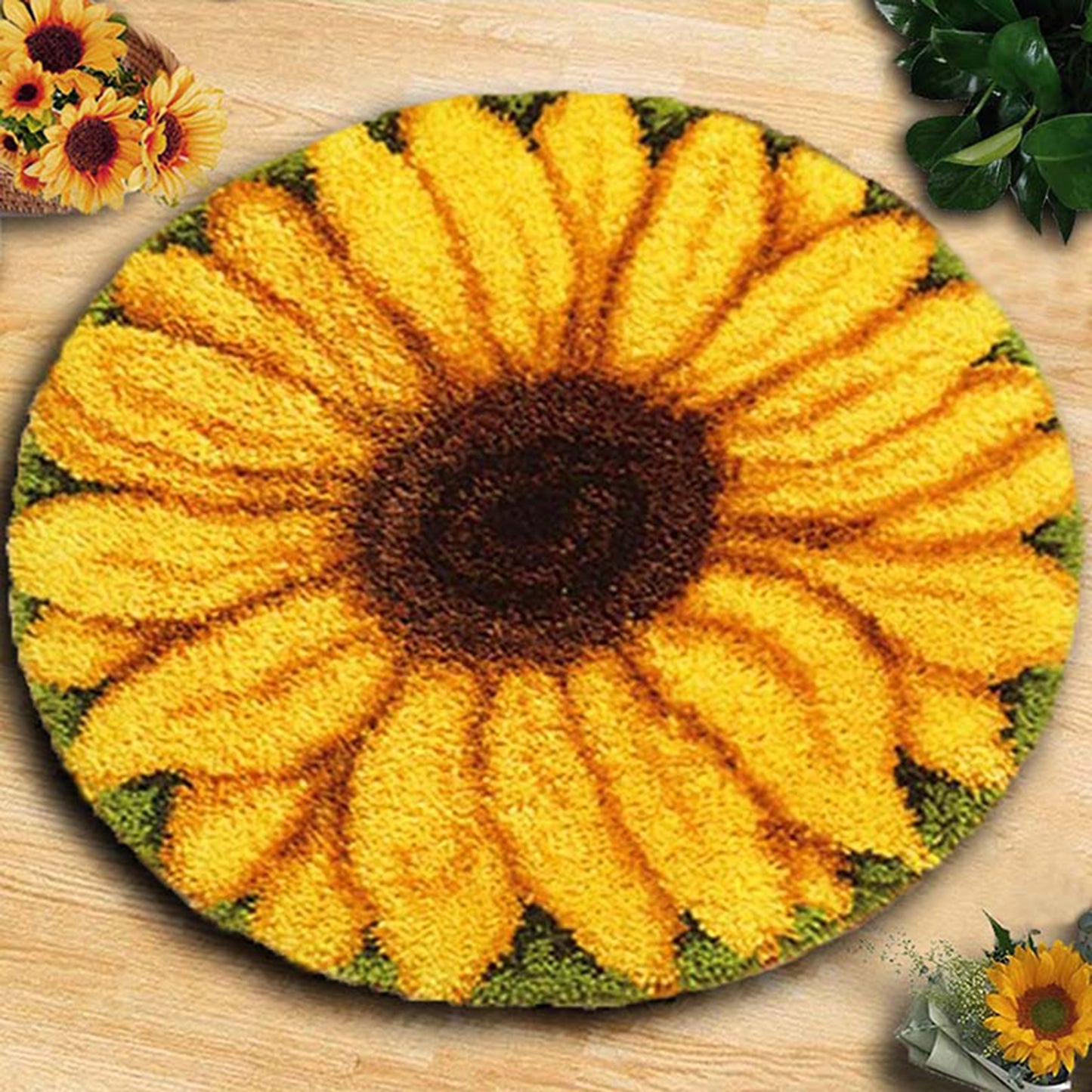 Sunflower latch hook kits, size 20x20in/50x50cm