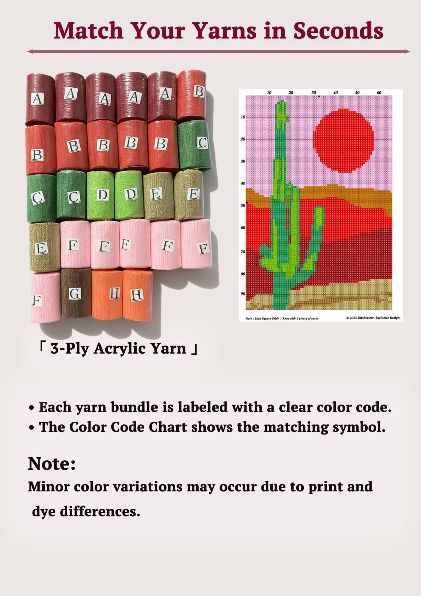 Cactus Latch Hook Kits for Adults & Beginners-Real Finished Rug Photo-Complete DIY Craft Kit, Includes Pre-Printed Canvas, Pre-Cut Yarns, Tool, Number Chart (Size 23.6" X 15.8")