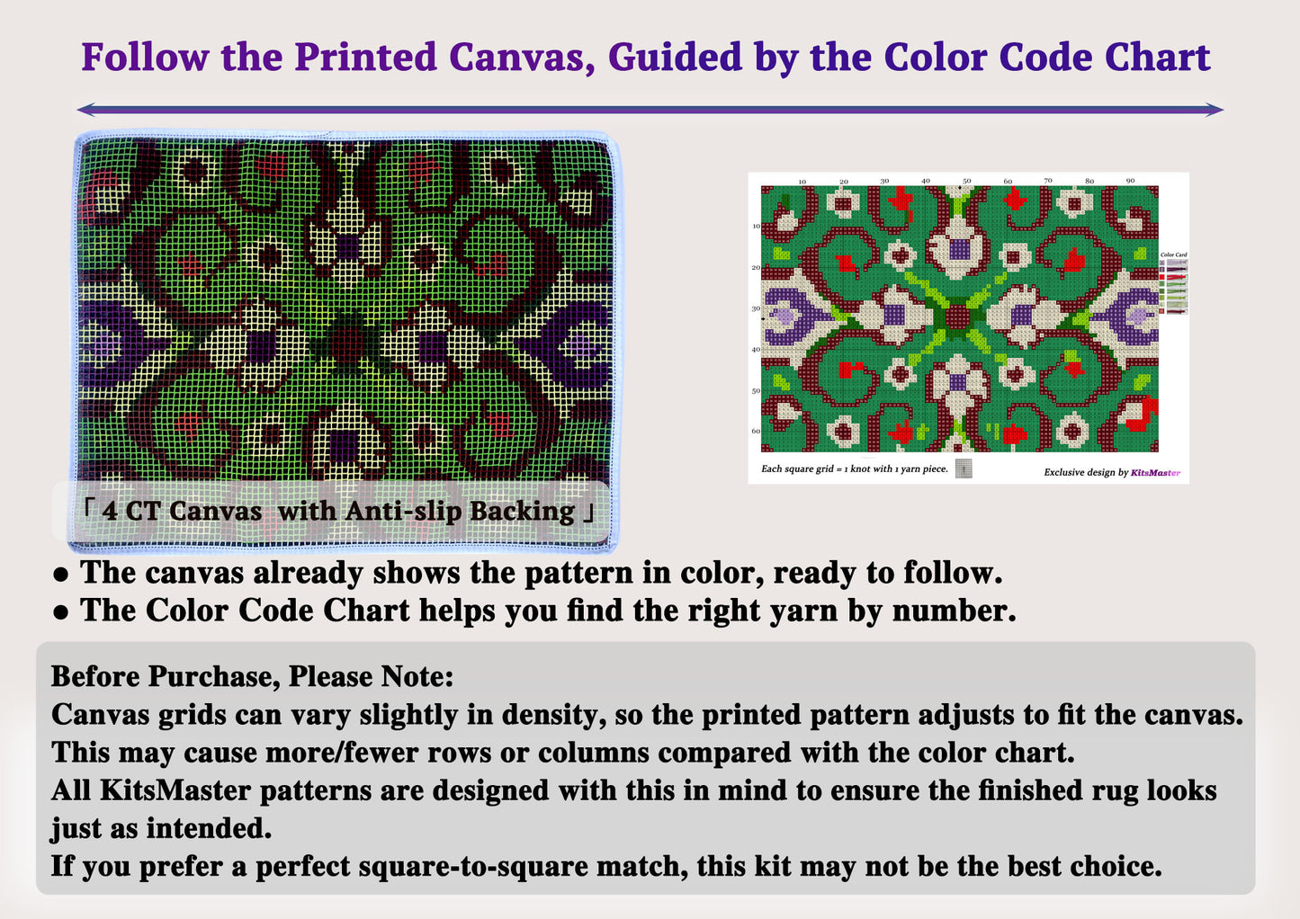 Symmetrical Symphony Latch Hook Kits for Adults & Beginners-Real Finished Rug Photo-Complete DIY Craft Kit, Includes Pre-Printed Canvas, Pre-Cut Yarns, Tool, Number Chart (Size 23.6" X 15.8")