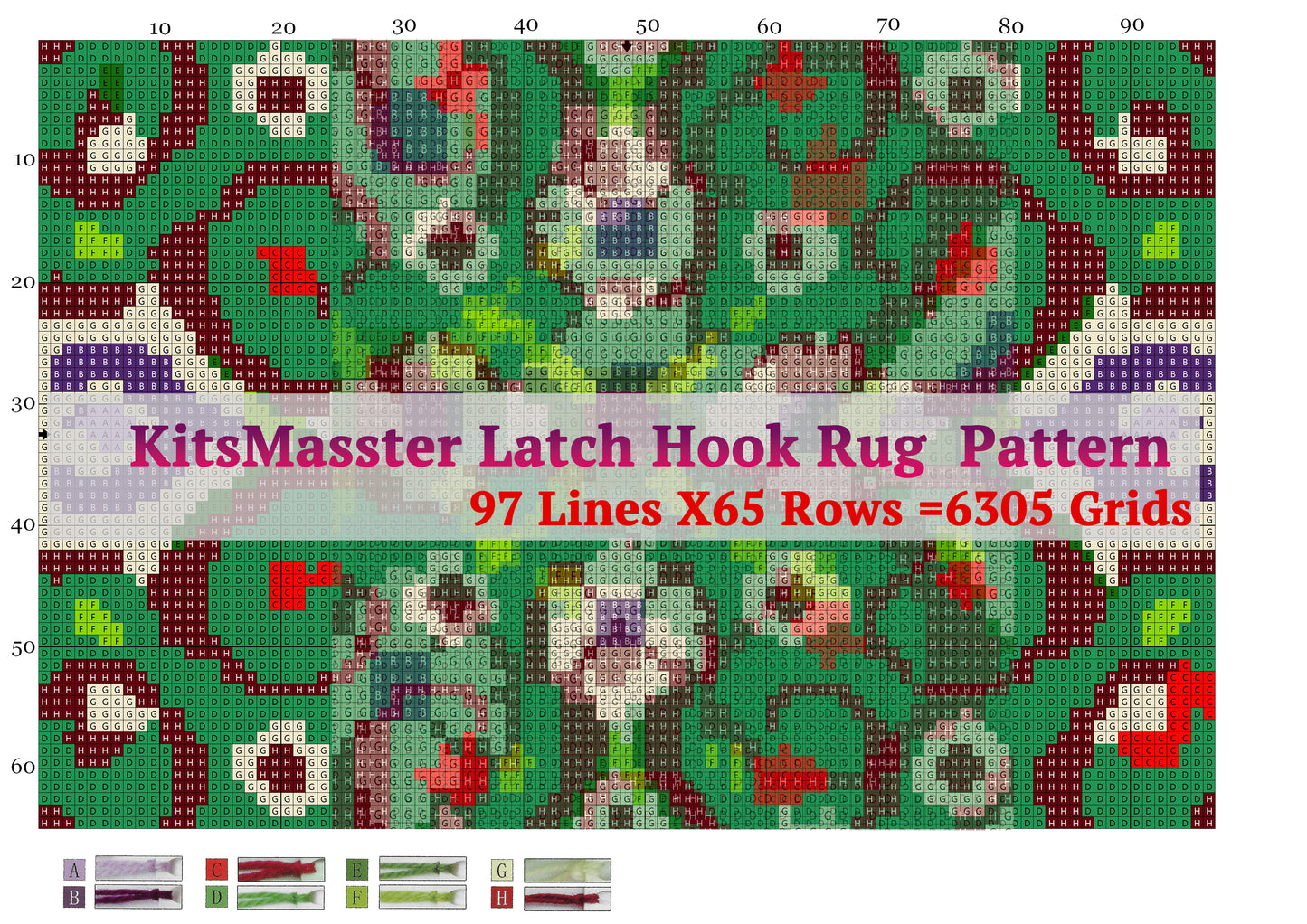 Symmetrical Symphony Latch Hook Kits for Adults & Beginners-Real Finished Rug Photo-Complete DIY Craft Kit, Includes Pre-Printed Canvas, Pre-Cut Yarns, Tool, Number Chart (Size 23.6" X 15.8")