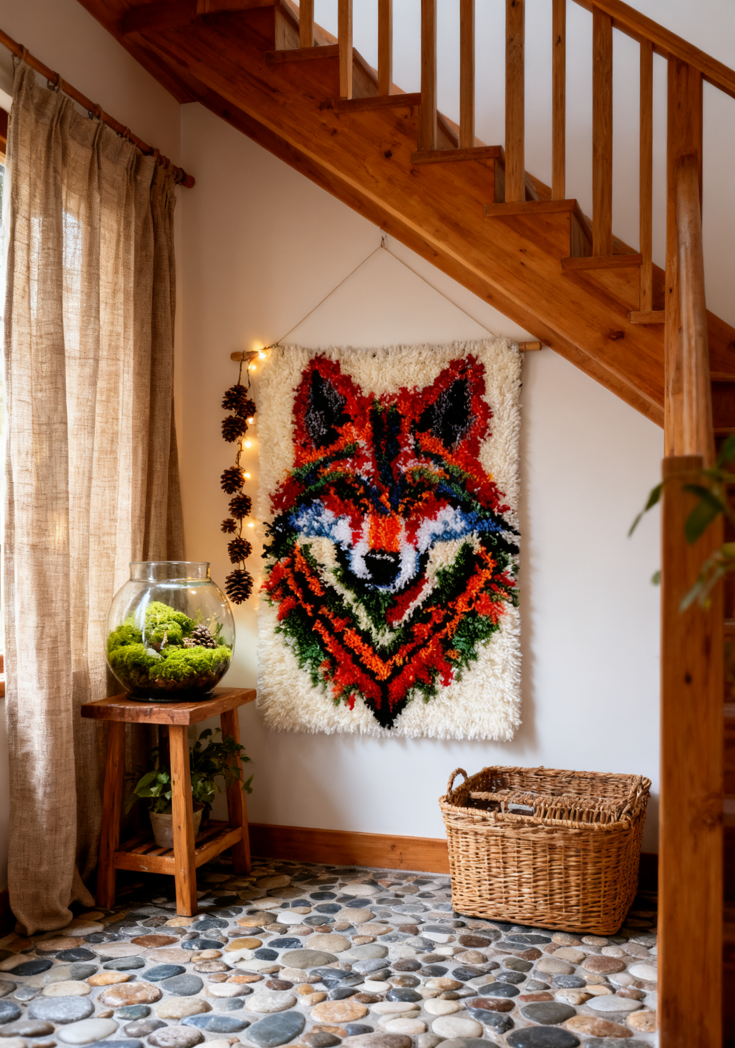 Wolf Latch Hook Kits for Adults & Beginners-Real Finished Rug Photo-Complete DIY Craft Kit, Includes Pre-Printed Canvas, Pre-Cut Yarns, Tool, Number Chart (Size 23.6" X 15.8")