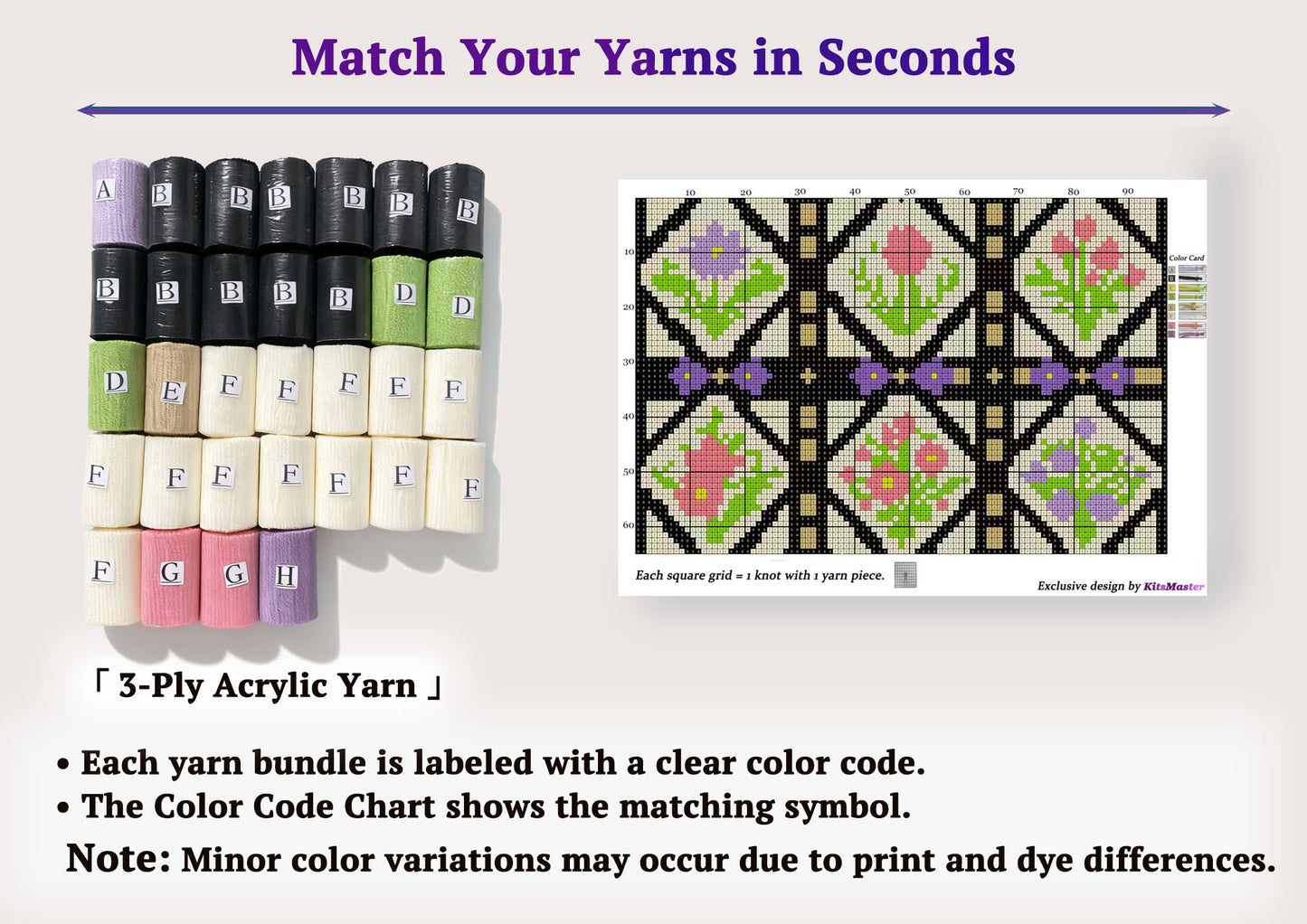 Trellis Bloom Latch Hook Kits for Adults & Beginners-Real Finished Rug Photo-Complete DIY Craft Kit, Includes Pre-Printed Canvas, Pre-Cut Yarns, Tool, Number Chart (Size 23.6" X 15.8")