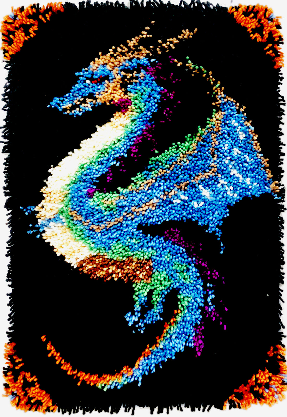 KitsMaster Dragon Latch Hook Kits for Adults & Beginners-Real Finished Rug Photo-Complete DIY Craft Kit, Includes Pre-Printed Canvas, Yarns, Tool, Number Chart (Size 23.6" X 15.8") (Mystic Dragon)