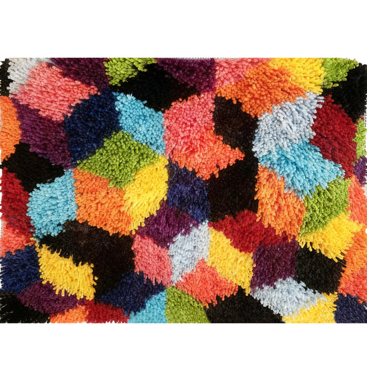 Bright Mosaic Latch Hook Kit, Vibrant Cub DIY Rug for Beginners & Adults, Relaxing Craft Kit for All Skill Levels, Craft Gift for Art Lovers, 23.6''x15.8'' (Color Blocks)