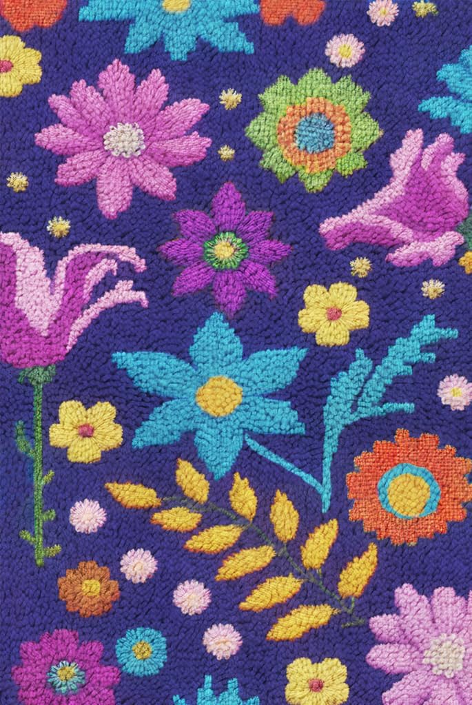 Flower Sea latch hook kits,rug size 23.6inx15.8in
