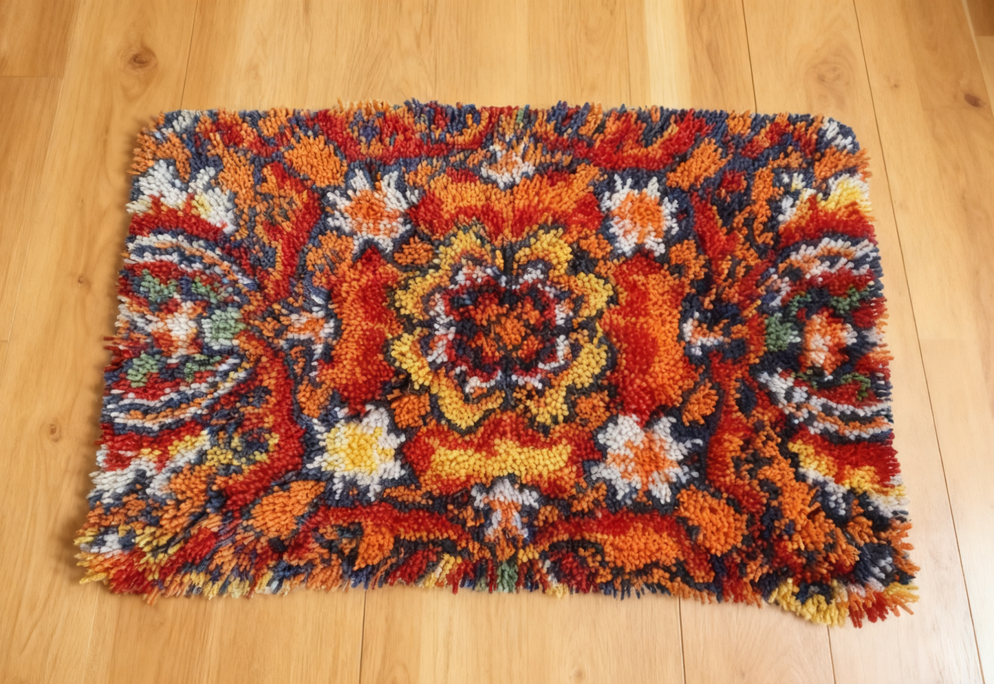 Floral Latch Hook Rug Kits for Adults, Crochet Sewing Kit Classic Latch Hook 3D Craft Kit for Home Decor Festival Gift (Size 23.6" X 15.8")