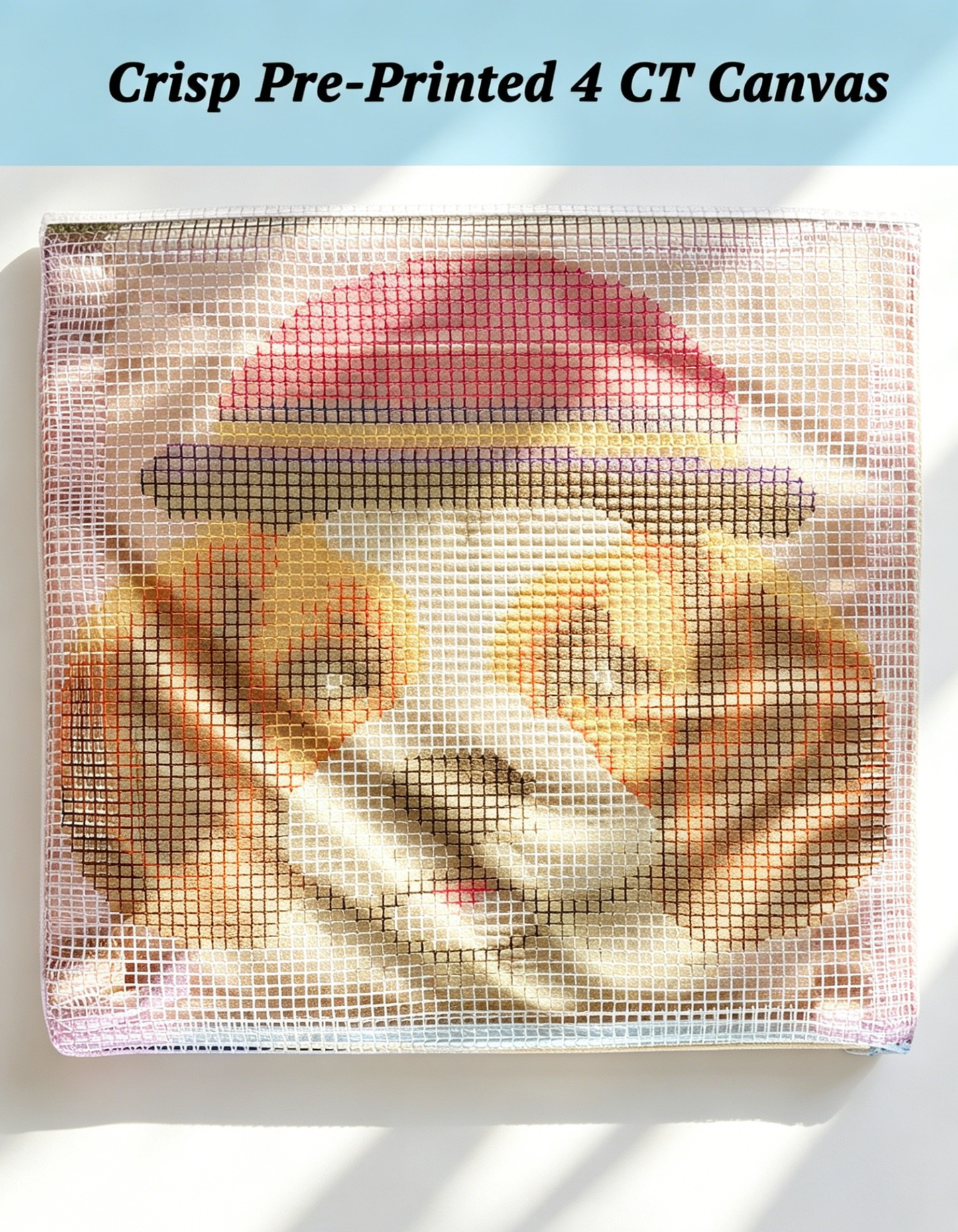 KitsMaster Adorable Dog Latch Hook Cushion Cover Craft Kit, Sweet Dog Portrait DIY Cushion Kit with Pre-Printed Canvas for Home Decor Gift, 17’’X17’’/ 43X43CM ( Puppy with Hat)