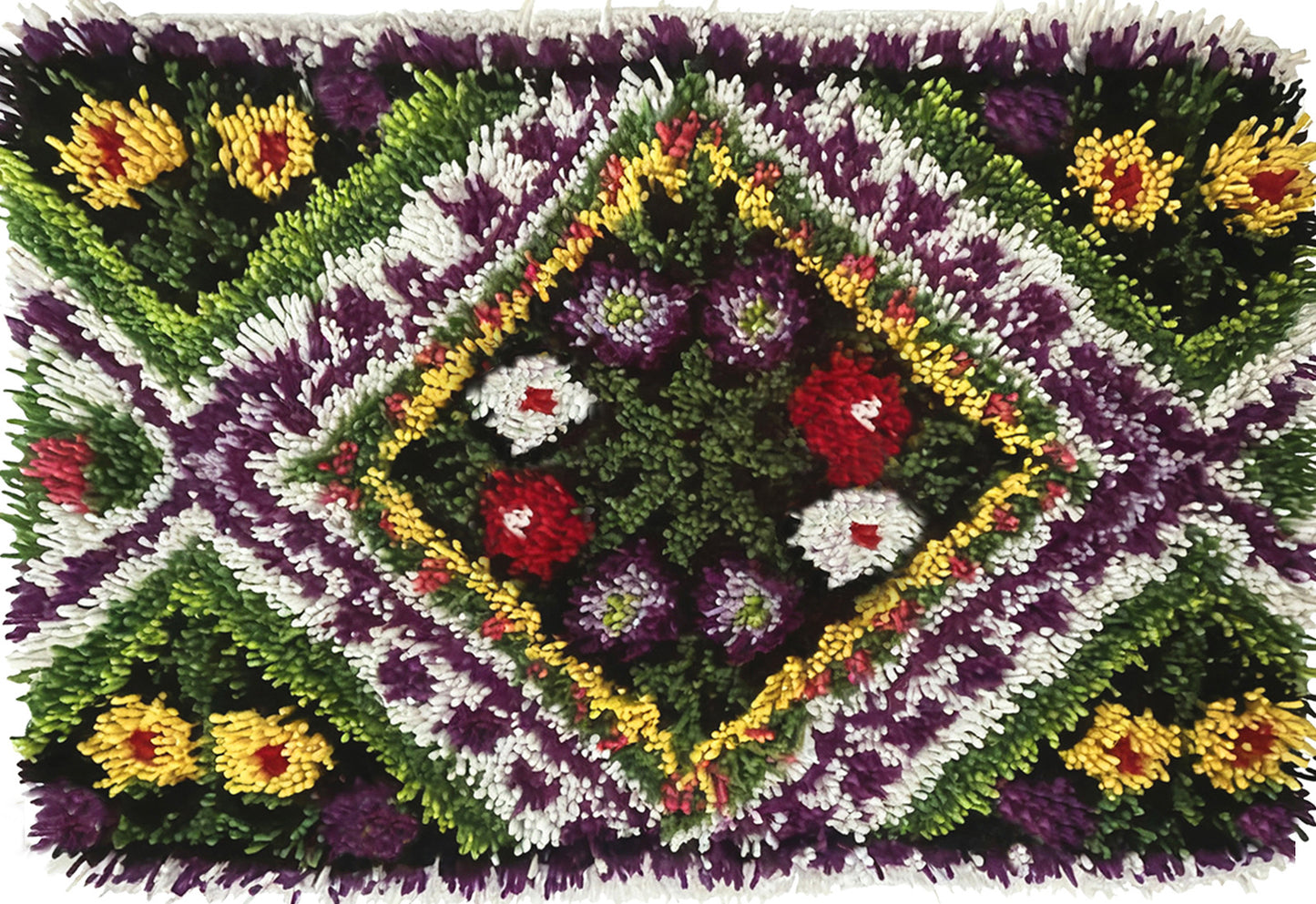 Floral Latch Hook Rug Kits for Adults, Colorful Flower Rug Making Kit,  Classic Latch Hook 3D Craft Kit for Home Decor Festival Gift (Size 23.6" X 15.8")