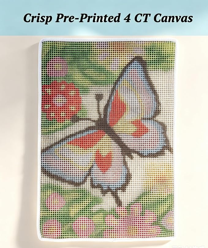 Butterfly Latch Hook Rug Kit, DIY Floral Rug Kit, Gift for Butterfly Lovers | All in One Wildflower Rug Craft Kit, Farmhouse & Garden Room Wall Hanging Decor, 23.6''x15.8'' (Butterfly Whisper)