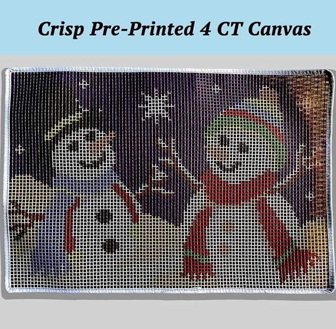 Christmas Snowmen Latch Hook Kits for Adults, Festive Rug Making Kit with Pre-Printed Canvas with Corrugated Gift Mailer Box, 23.6''X15.8'' (Snowman Duo)