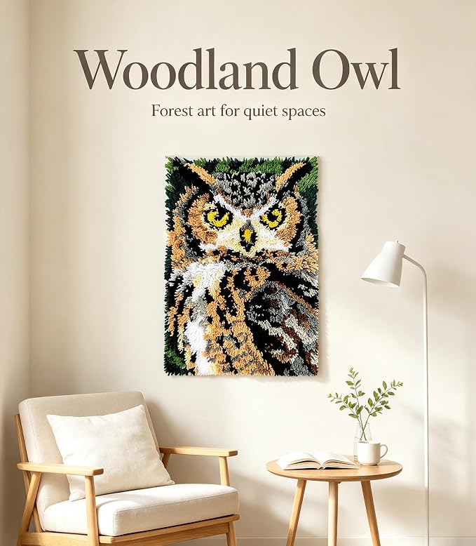 KitsMaster Owl Latch Hook Kits for Adults, Rug Making Kits for Beginners
Complete Carpet Craft Kit with Pre-Printed Canvas for Home Decor Festival Gift 23.6''x15.8'' (Woodland Owl)