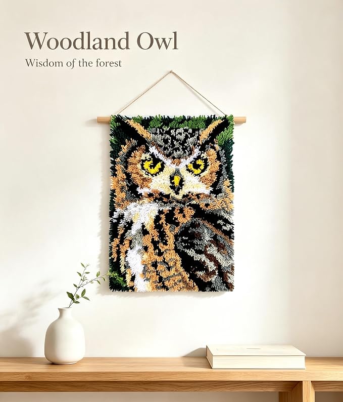 KitsMaster Owl Latch Hook Kits for Adults, Rug Making Kits for Beginners
Complete Carpet Craft Kit with Pre-Printed Canvas for Home Decor Festival Gift 23.6''x15.8'' (Woodland Owl)