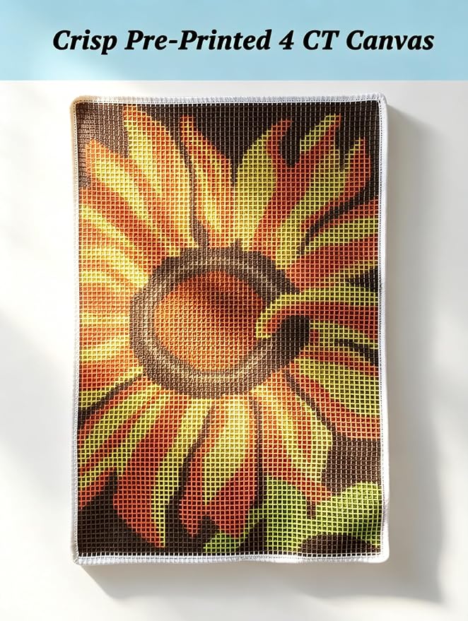 Sunflower Latch Hook Rug Kit for Adults Beginners, Gift for Flower Lovers
All in One DIY Carpet Craft for Botanical Wall Hanging & Home Decor, Relaxation Craft , 23.6''x15.8'' (Sunshine in Bloom)