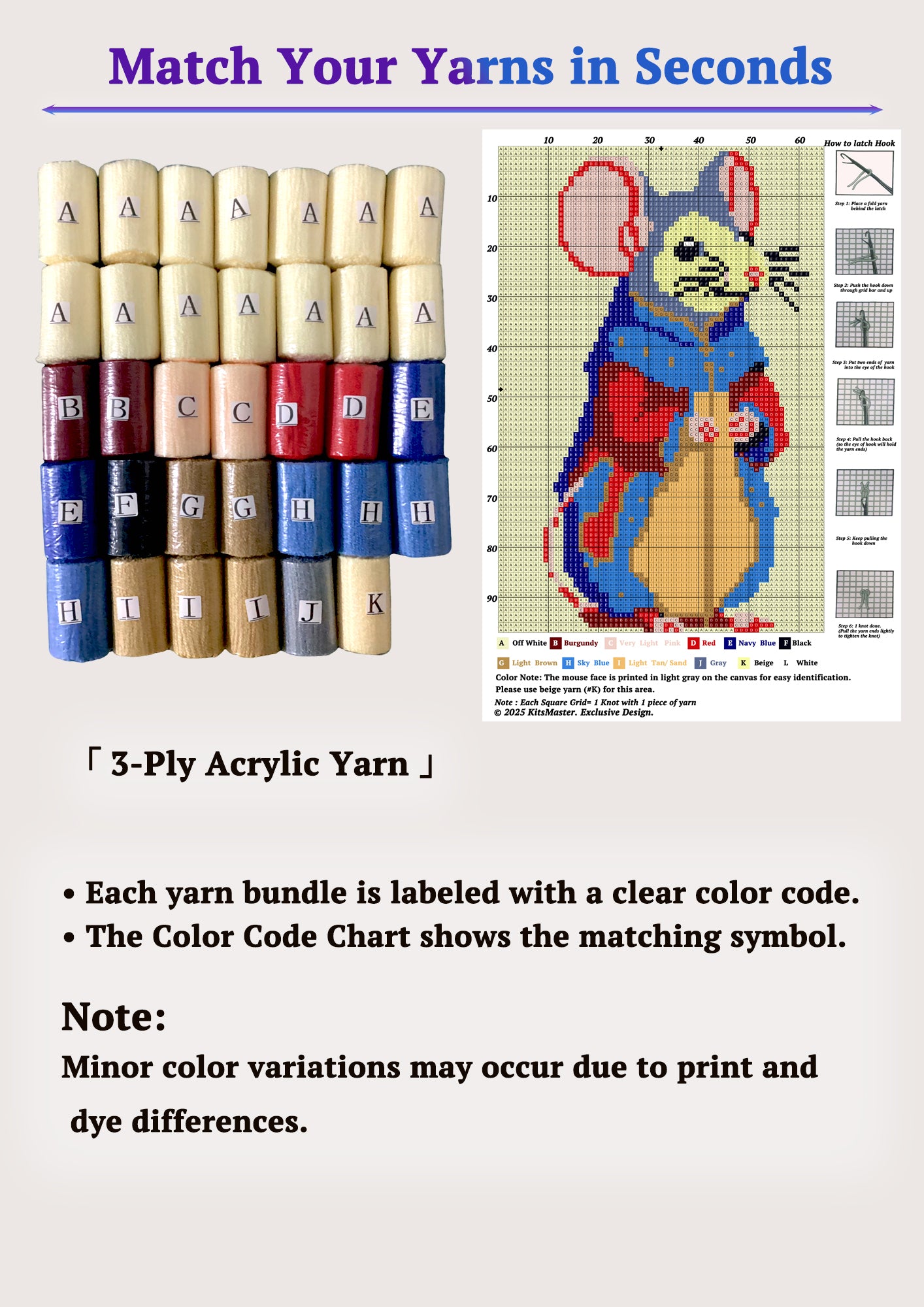 Kitsmaster Cute Mouse Latch Hook Rug Kit – Animal Latch Hook Kit Beginner Friendly with Pre-Printed Canvas, Color-Coded Yarn,  Rug Craft for Adults & Beginners, 23.6''x15.8'' (Mouse Portrait)