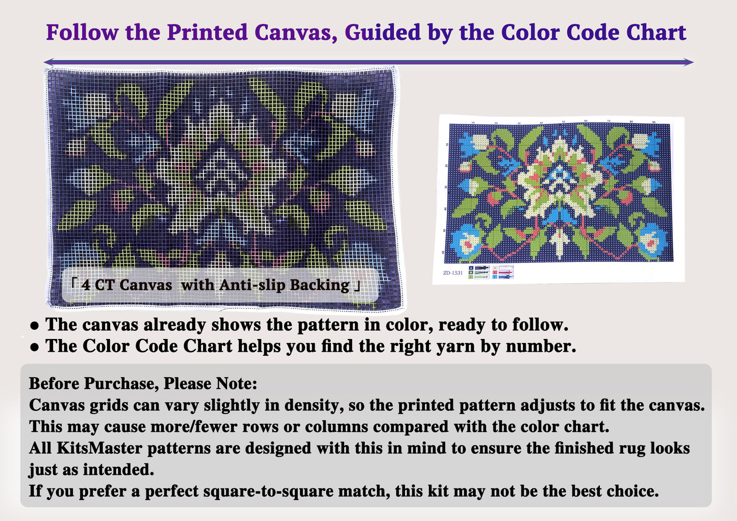 Vibrant Floral Latch Hook Rug Kit| Soothing Craft Kits for Seniors, Gifts & Relaxation, 23.6''x15.8' (Blue Blossom)