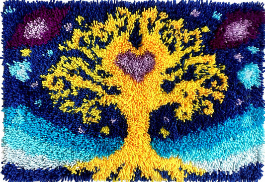 Tree of Love — Heartwood Glow–Real Finished Rug -Latch Hook Kits| Finished Rug Size 23.6 X 15.8 Inches/ 40X60 cm
