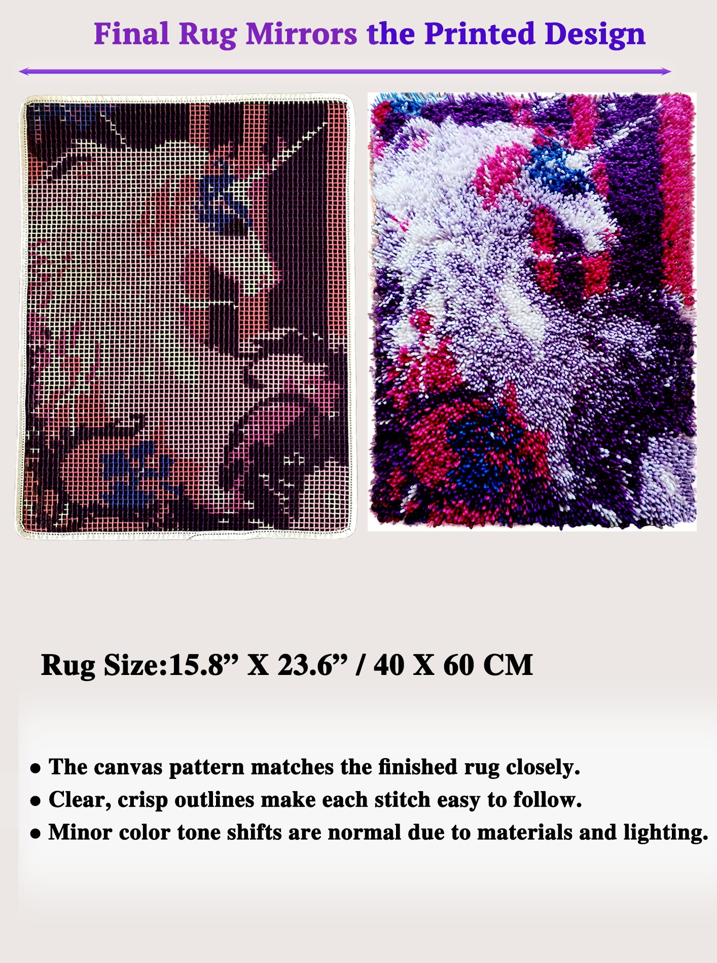 KitsMaster Latch Hook Kits, Beginner-Friendly Rug Making Craft Set, Perfect Craft Gift | Latch Hook Craft for Home Décor, Gifts & Relaxation, 23.6''x15.8'’ (Unicorn Mirage)