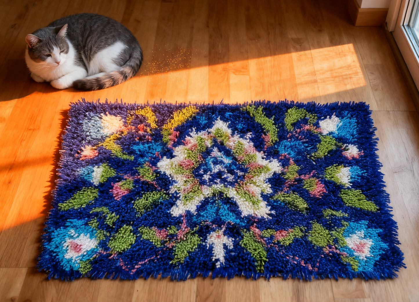 Floral Latch Hook Kits For Adult&Beginners, Complete Craft Kits For Crafters,  size 23.6''x15.8''