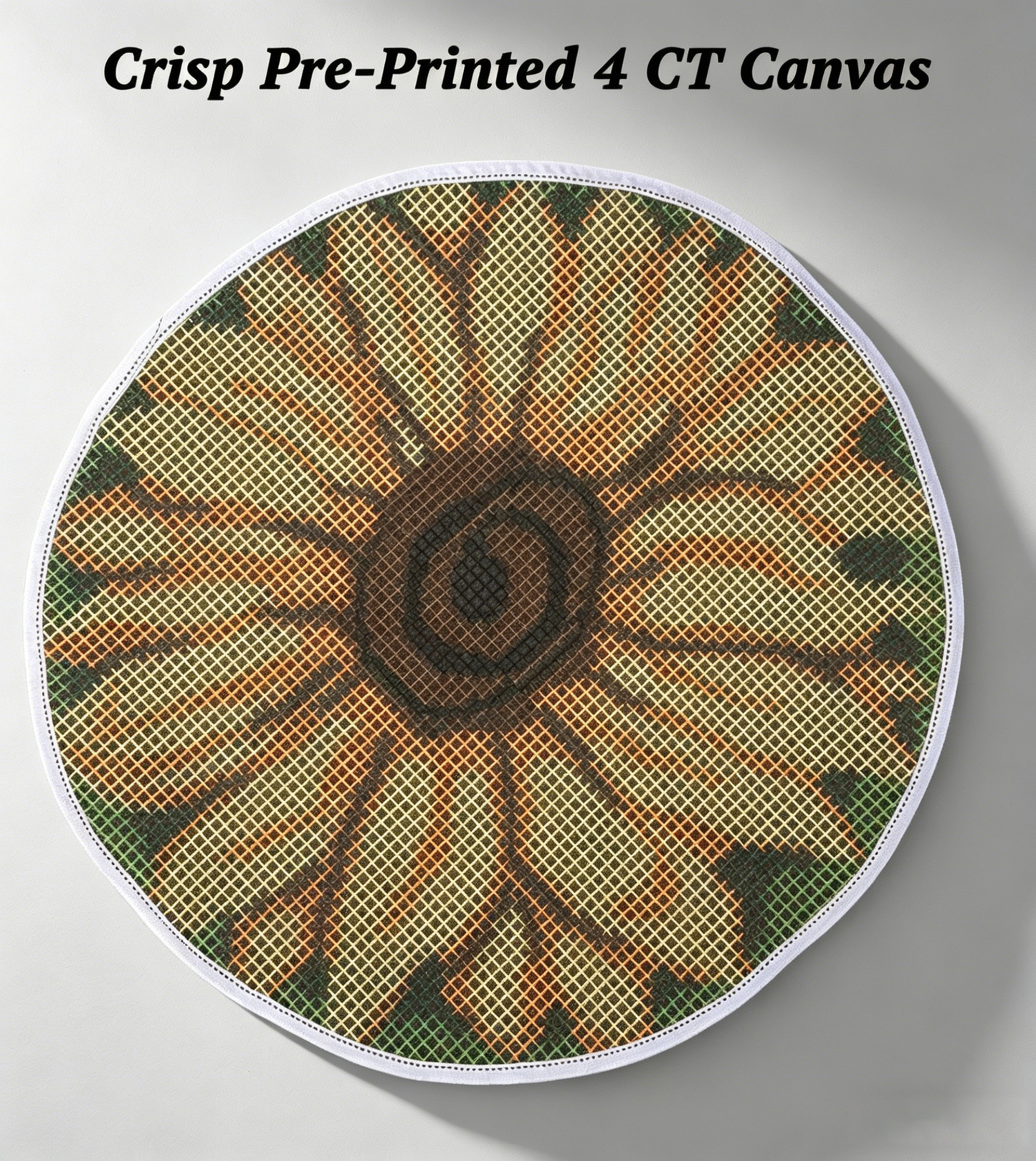 Round Sunflower Latch Hook Rug Kit – DIY Floral Carpet, Bright Yellow Flower Design, Pre-Printed Canvas, Easy Latch Hook Kit for Adults Beginners, 20''x20'' (Blooming Sunflower)