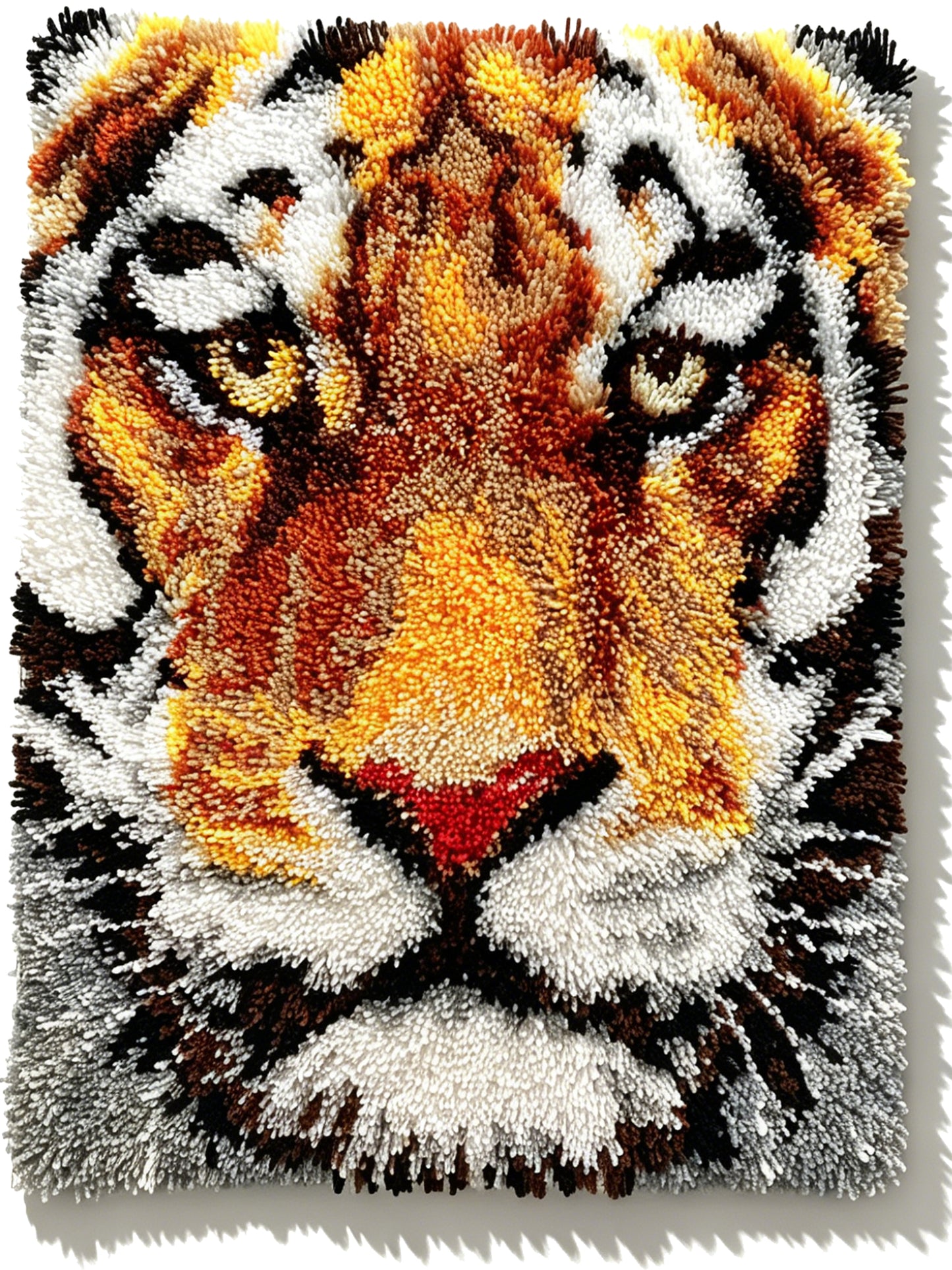 Kitsmaster Tiger Latch Hook Rug Kit – DIY Wild Animal Craft Kit with Realistic Tiger Face Design, Pre-Printed Canvas, Large Latch Hook Kit for Adults Beginners, 20” x 32” (Realistic Tiger Portrait)