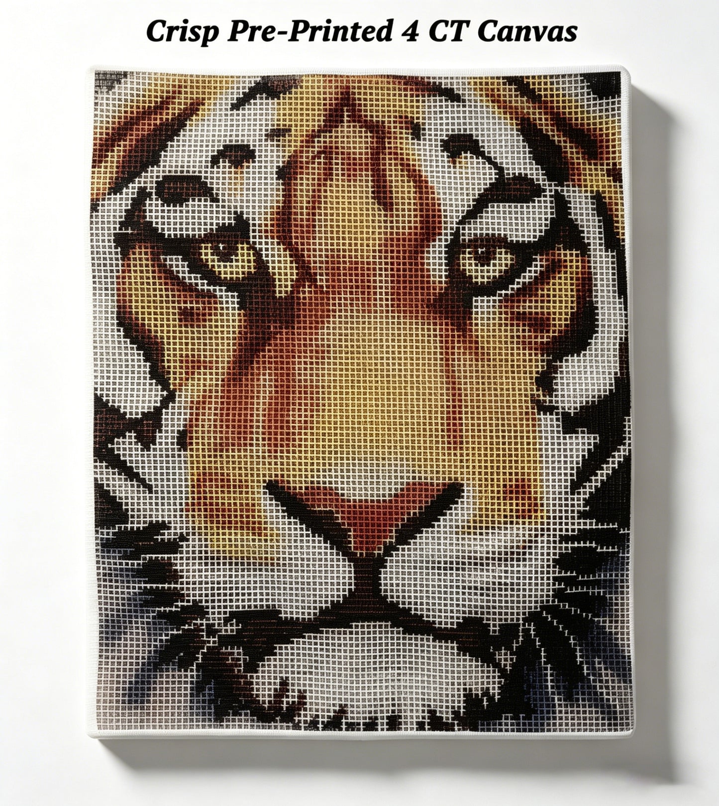 Kitsmaster Tiger Latch Hook Rug Kit – DIY Wild Animal Craft Kit with Realistic Tiger Face Design, Pre-Printed Canvas, Large Latch Hook Kit for Adults Beginners, 20” x 32” (Realistic Tiger Portrait)