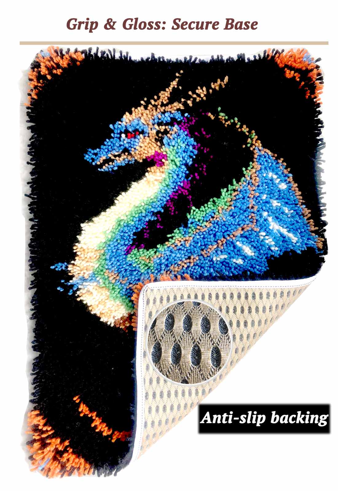 KitsMaster Dragon Latch Hook Kits for Adults & Beginners-Real Finished Rug Photo-Complete DIY Craft Kit, Includes Pre-Printed Canvas, Yarns, Tool, Number Chart (Size 23.6" X 15.8") (Mystic Dragon)