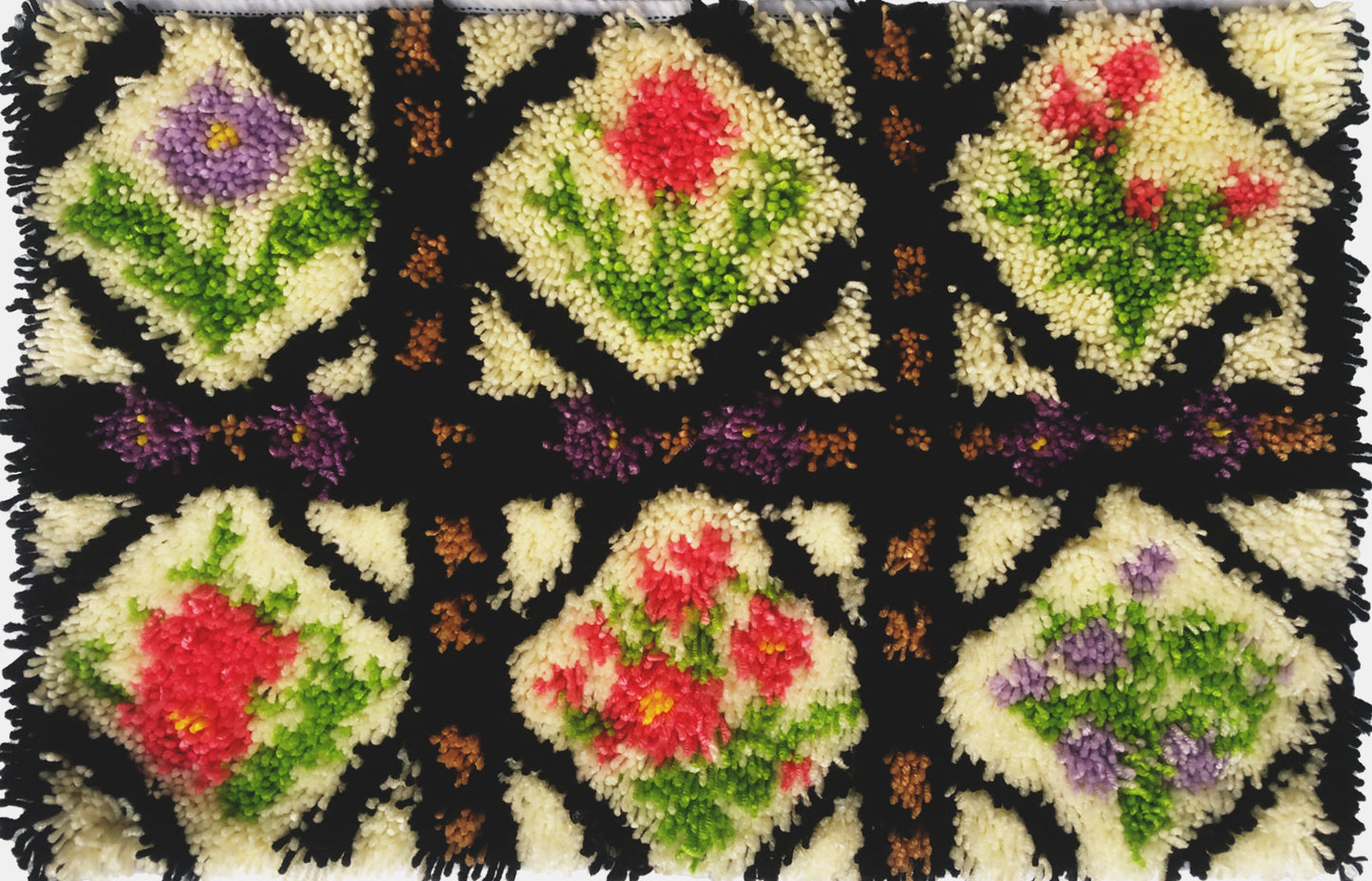 Trellis Bloom Latch Hook Kits for Adults & Beginners-Real Finished Rug Photo-Complete DIY Craft Kit, Includes Pre-Printed Canvas, Pre-Cut Yarns, Tool, Number Chart (Size 23.6" X 15.8")