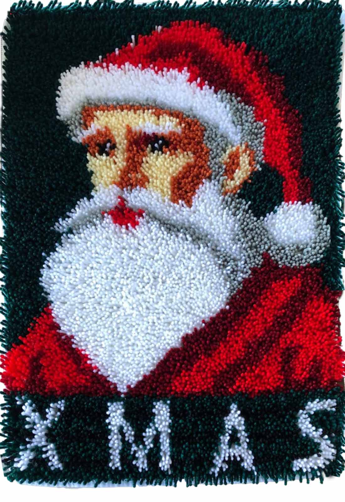 Christmas Theme Latch Hook Kits, All-In-One Latch Hook Kits for Beginners, Santa Claus latch hook kits 60x40cm/23.6inX15.8in