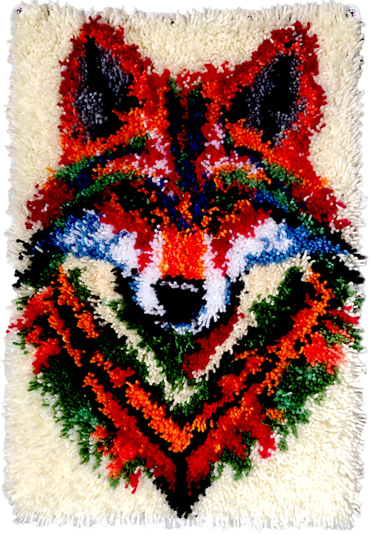 Wolf Latch Hook Kits for Adults & Beginners-Real Finished Rug Photo-Complete DIY Craft Kit, Includes Pre-Printed Canvas, Pre-Cut Yarns, Tool, Number Chart (Size 23.6" X 15.8")