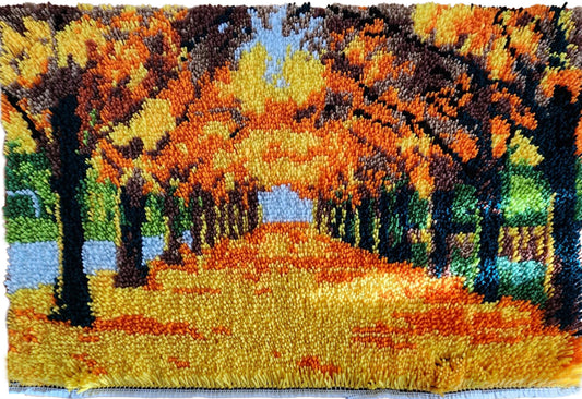 Autumn Forest Latch Hook Kits, All-In-One Latch Hook Kits for Adults,  Includes Pre-Printed Canvas, Pre-Cut Yarns, Tool, Number Chart (Size 32X20 Inches)