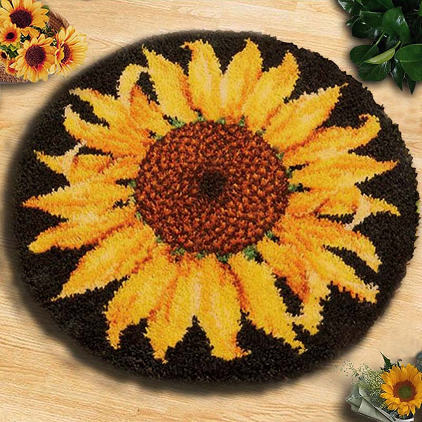 Sunflower latch hook kits, size 20x20in/50x50cm