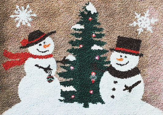 Snowman and Christmas Tree Latch Hook Rug Kits for XMAS gift, Home Decoration, Size 23.6''X15.8''/60x40 cm